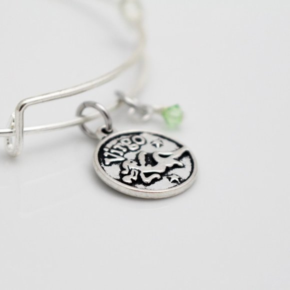 August Virgo Adjustable Charm Bangle - Handmade Zodiac Bracelet - Picture 11 of 14